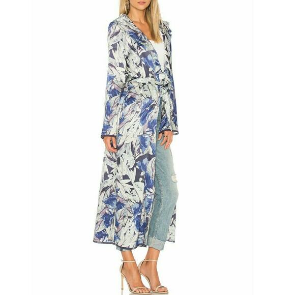 TULAROSA Drucilla duster long sleeve ruffle wrap kimono in midnight floral Sz S - Picture 7 of 12